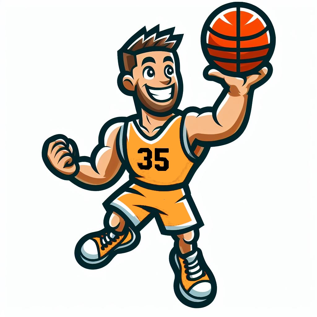 Cartoon Basketball Player Orange Logo